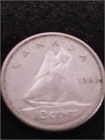 1963 .999 fine 80% silver Canadian dime