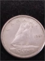 1961 .999 fine 80% silver Canadian dime