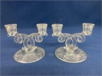 (2) Heisey? Lariat candle holders 6 1/2”x5 1/4”x