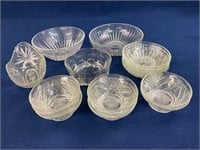 (16) Assorted Pressed glass Serving bowls