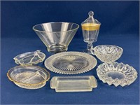 (8) Pieces of Pressed glass serving pieces,