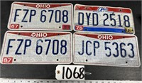 4 Ohio License Plates, 1 Matching Set