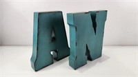 (2) Green Metal Letters 11" tall