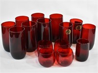 15 piece Anchor Hocking Royal Ruby Glassware