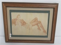 Framed and matted Vargas picture. Measures 21" H