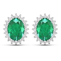 14KT White Gold 2.00ctw Emerald and Diamond Earrin