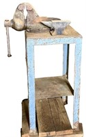 steel stand with Wilton bench vise, 5 inch jaws &