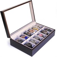 Solid Espresso 12 Slot Watch Box Organizer