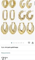 Gold Hoop Earrings for Women,14K Gold Plated