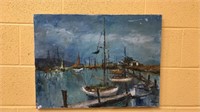 Original oil painting on canvas of sailboats