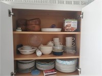 CONTENTS OF CABINET, DISHES, PLATES, MISC