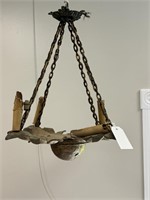 Antique Leaf Form Metal Hanging Light Fixture