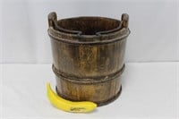 Antique Rustic Wood Bucket