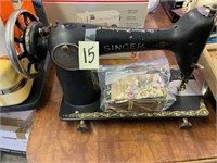 Antique Singer sew machine, attachments