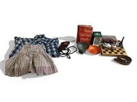 Boys wrangler shirt, checkers board, leather belt