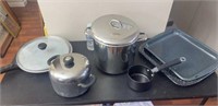 Revere ware stock pot,, frying pan w lid,