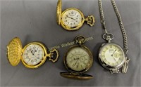 4 Pocket Watches. Modern Ornate Engraved Brass