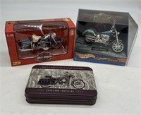 H-D Playing Cards In Metal Tin, 2 Die-Cast Motorcy