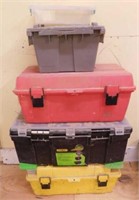 5 garage storage boxes - Stanley 22" tool box w/