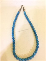Polished Turquoise Necklace with Sterling Silver