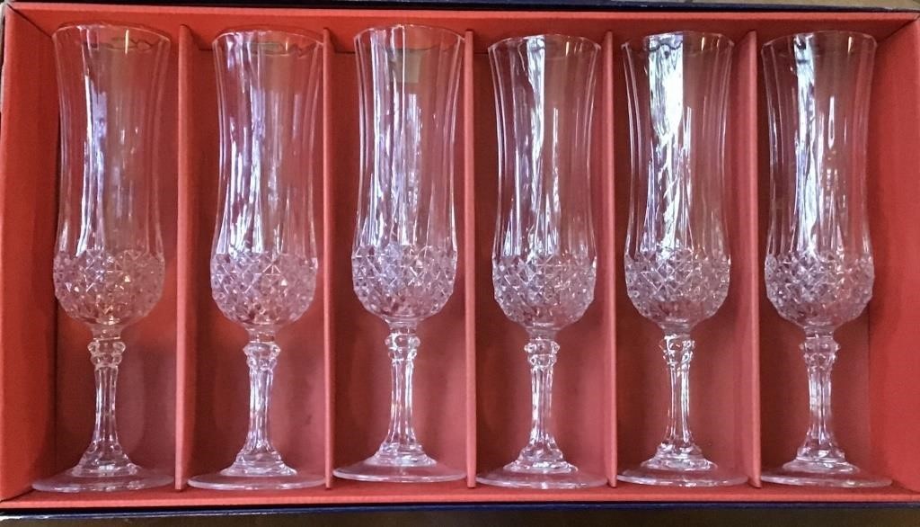 6 CRYSTAL CHAMPAIGN GLASSES