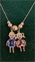 14 karat gold, birthstone, baby necklace