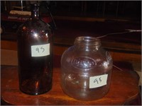 Glass Clorox Bleach Bottle & Crisco Jar