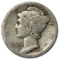 1916 Mercury Dime Good/fine