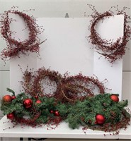 Tote of Red Berry Vine Garland & Greenery