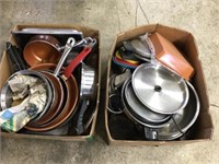 TWO BOXES OF ASSORTED COOKWARE