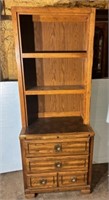 Late 20th Century Oak finish Bookcase Hutch