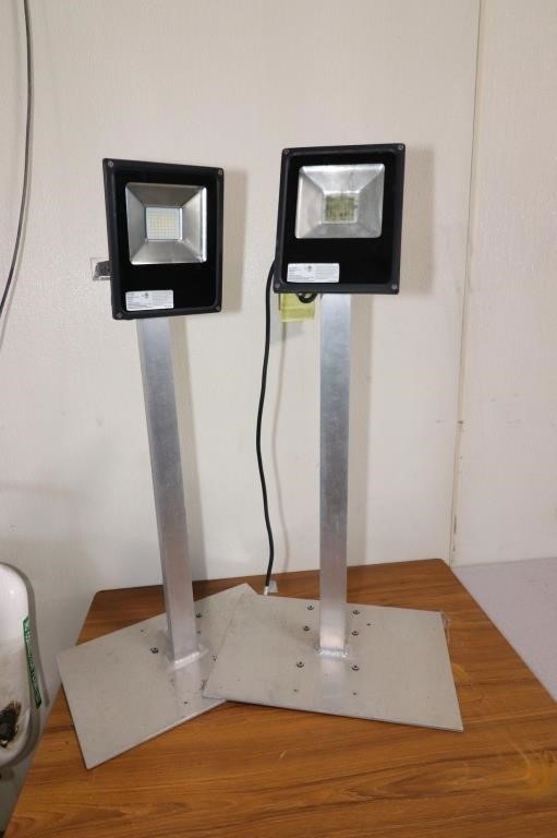 2 LED Lights On Stands - Untested