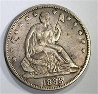 1888 SEATED HALF DOLLAR, VF/XF