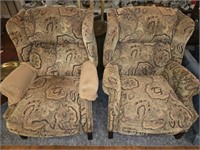 Pair of Upholstered Wingback Reclining Chairs