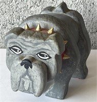 Wooden Bulldog Statue