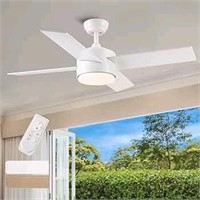 SNJ White Ceiling Fans with Lights and Remote, 44