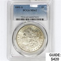 1891-S Morgan Silver Dollar PCGS MS62