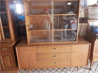 Mid-Century 2 Pc Hutch w/Sliding Glass Doors