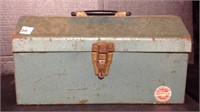 Vintage metallic blue tool box