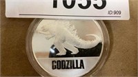 Godzilla 1 ounce silver coin