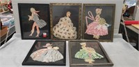 5 Framed Ribbon Art Pieces