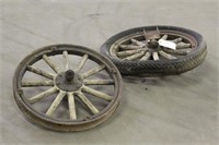 (2) Vintage Wood Spoke Wheels