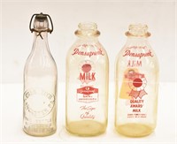 (2) Pensupreme Milk Bottles & Charles Zech Bottle