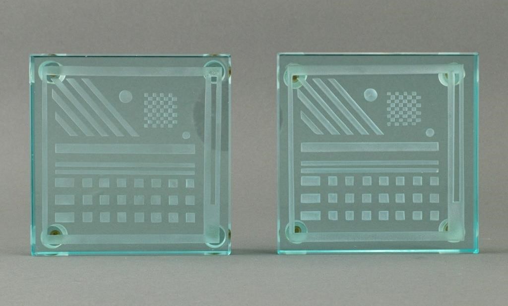Salvatore Polizzi Modern Glass Coasters, Pair