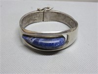 2" 925 Silver Braclet with Large Blue Stone