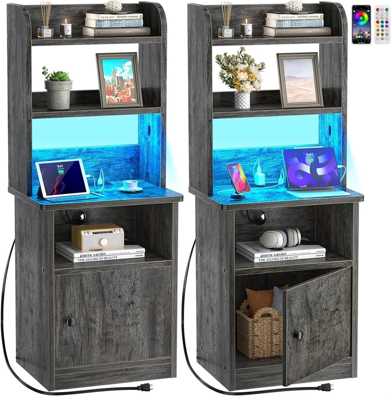 2 Tall Nightstands w/ Charge Station  47'