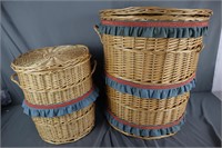 Wicker Storage Baskets Bins w/ Cover