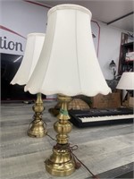 Pair of brass table lamps.