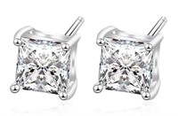 925S 0.8ct Princess Moissanite Diamond Earrings