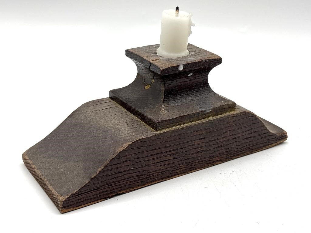 Antique Wood Candle Holder Architectural Salvage